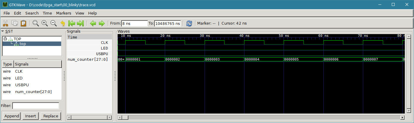 Initial view of waveform